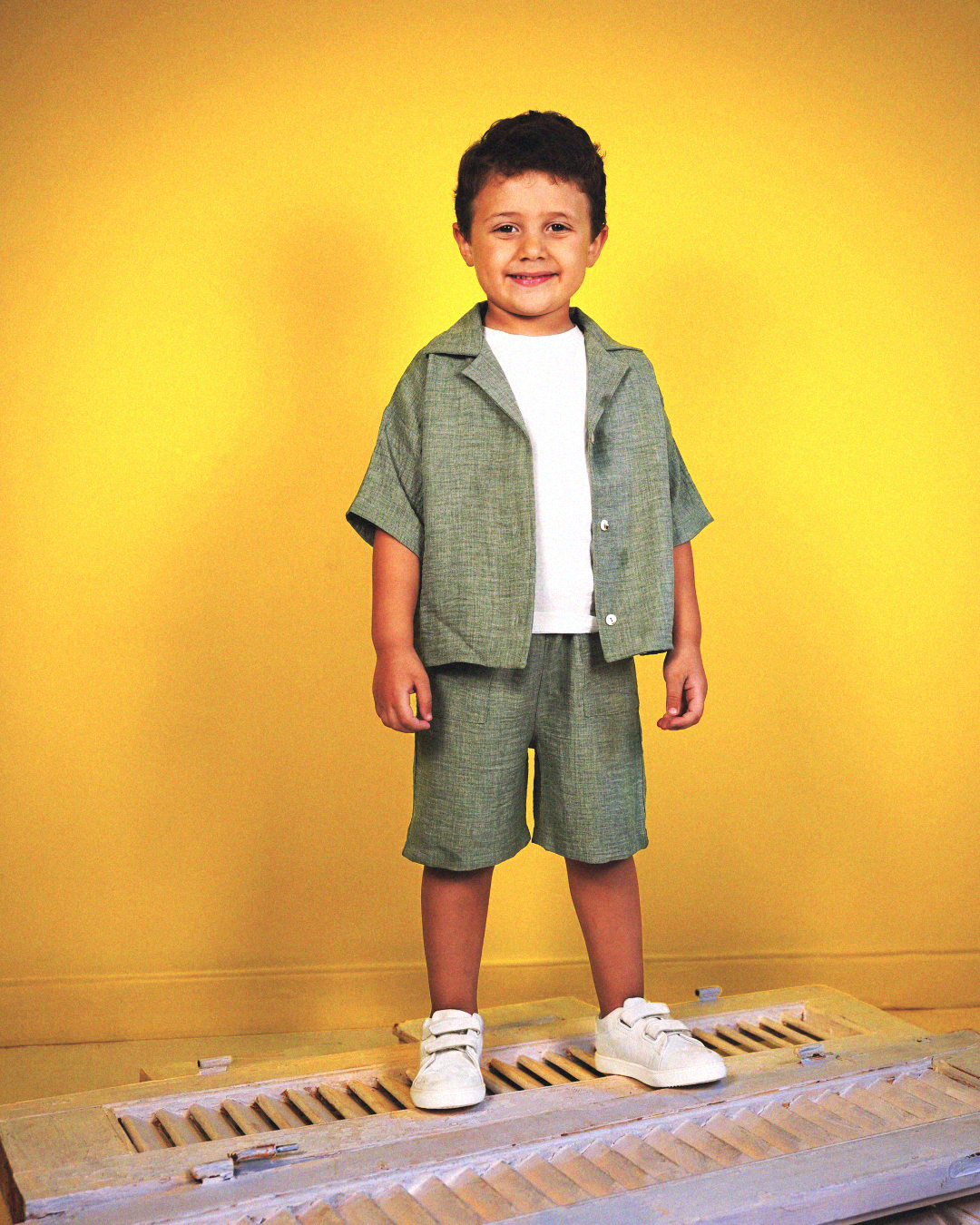 Linen Boxy Shirt - Green