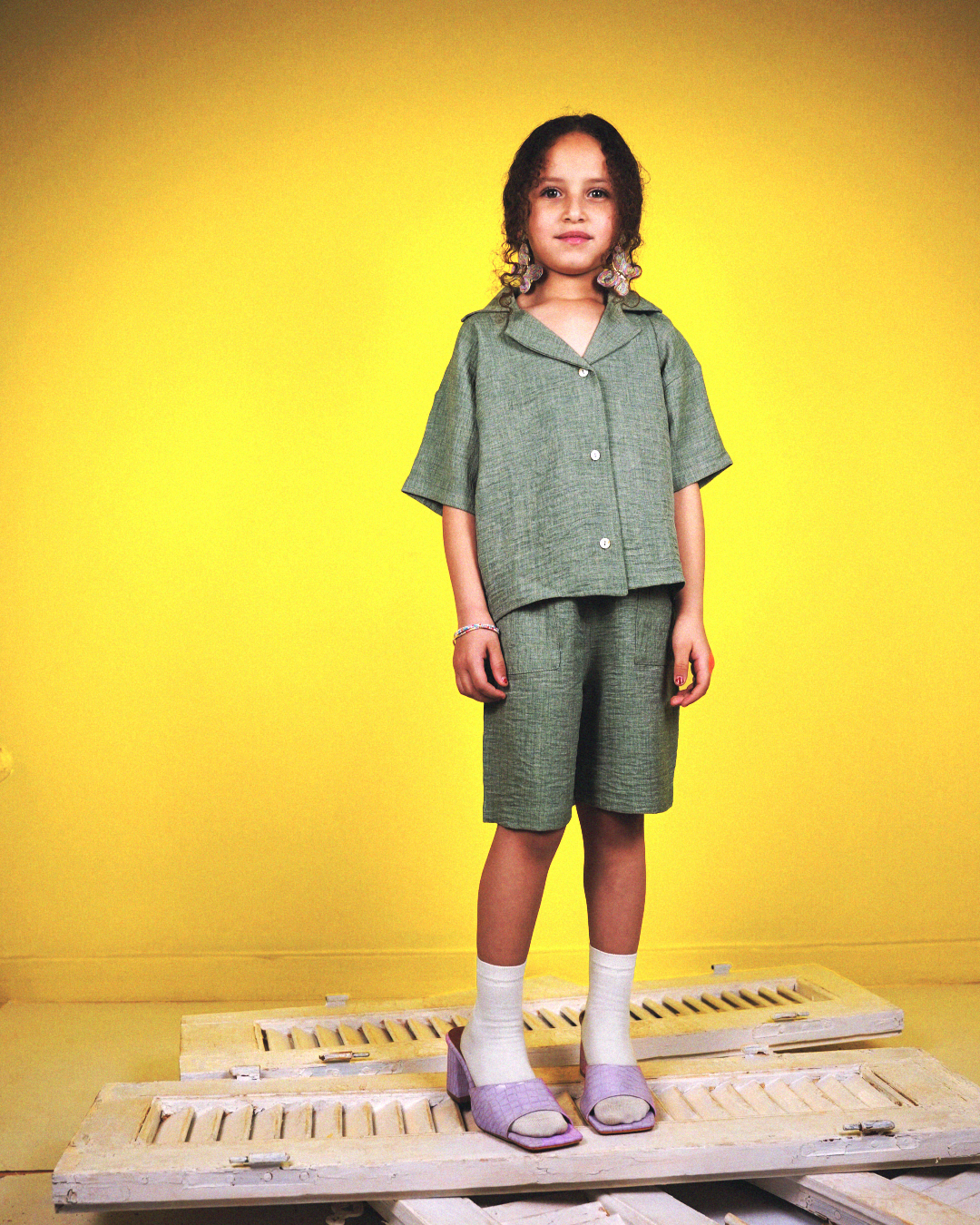 Linen Boxy Shirt - Green