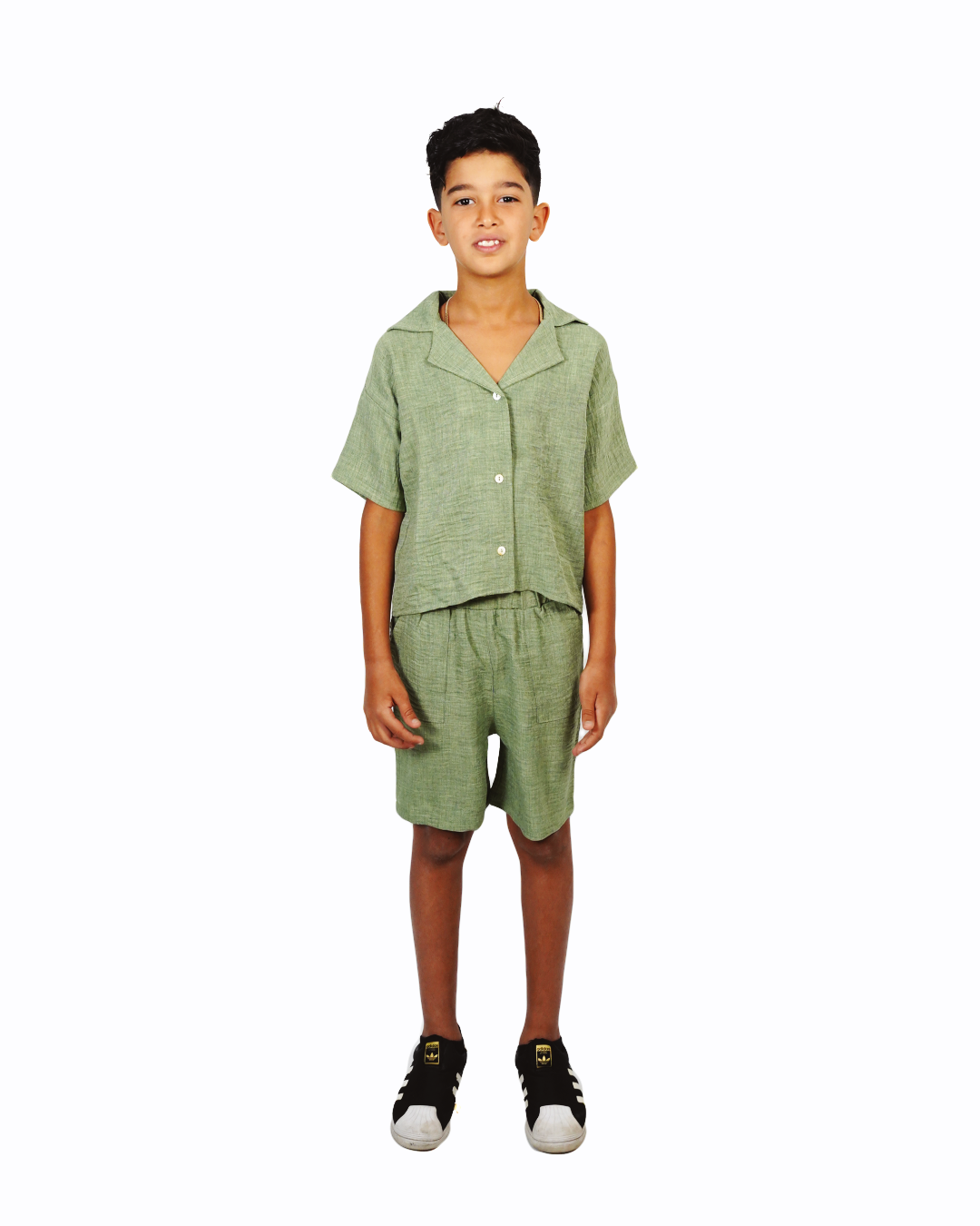 Linen Boxy Shirt - Green