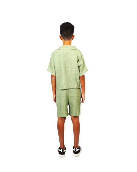 Linen Boxy Shirt - Green